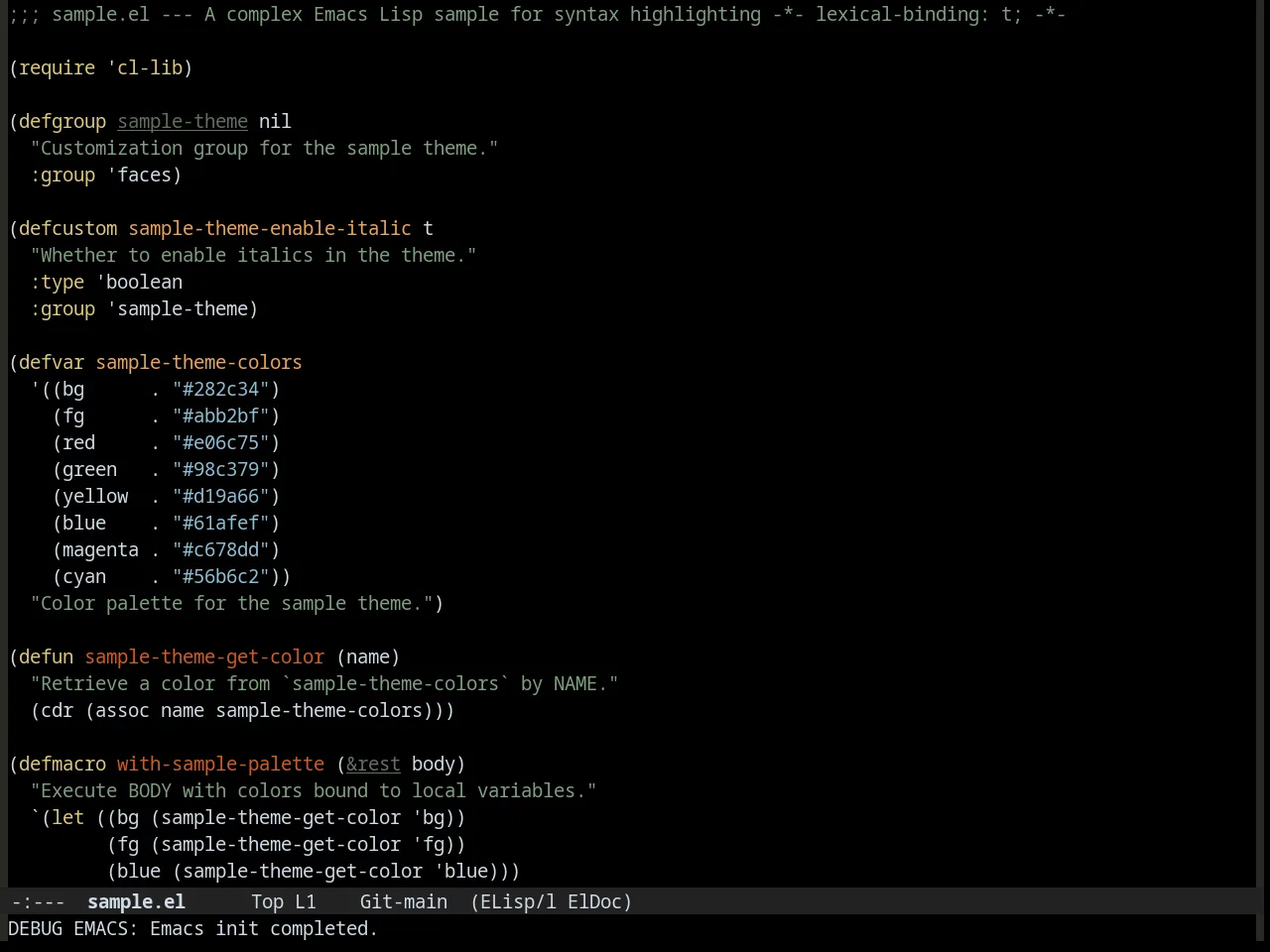 Waher Theme in emacs-lisp-mode