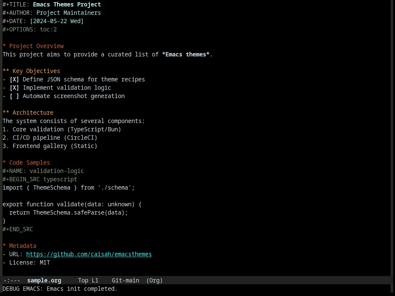 Waher Theme in org-mode