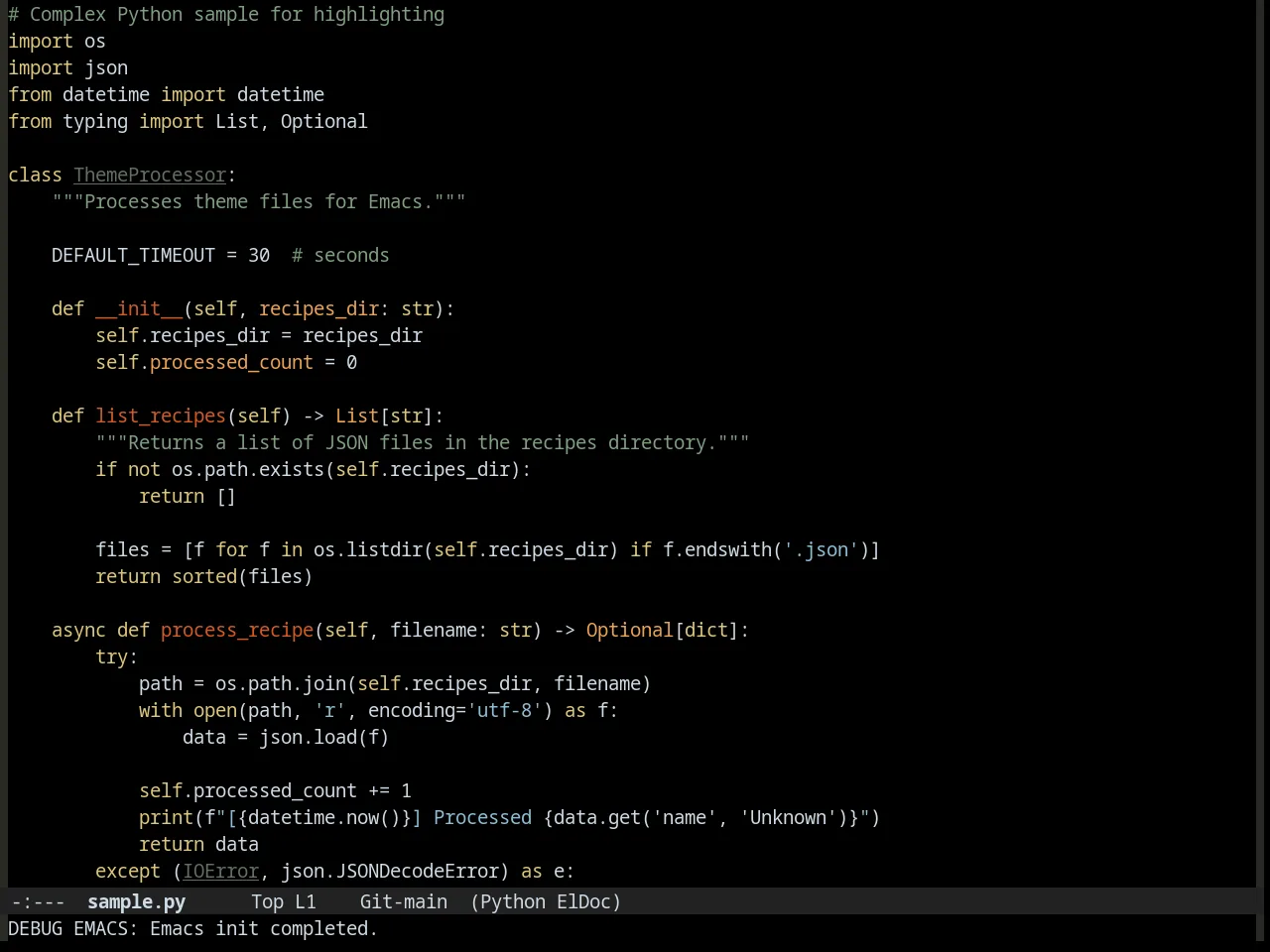 Waher Theme in python-mode