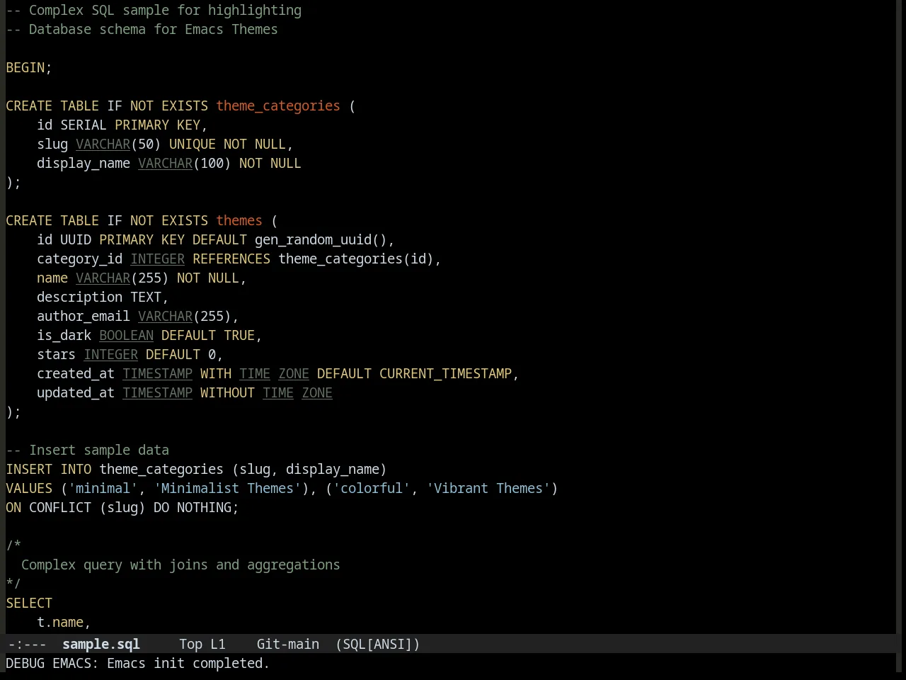 Waher Theme in sql-mode