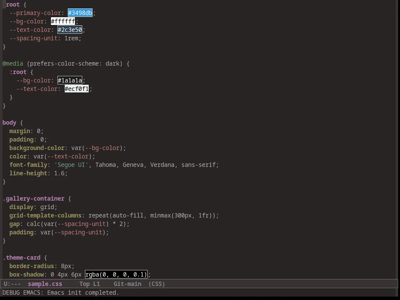 Warm Night Theme in css-mode