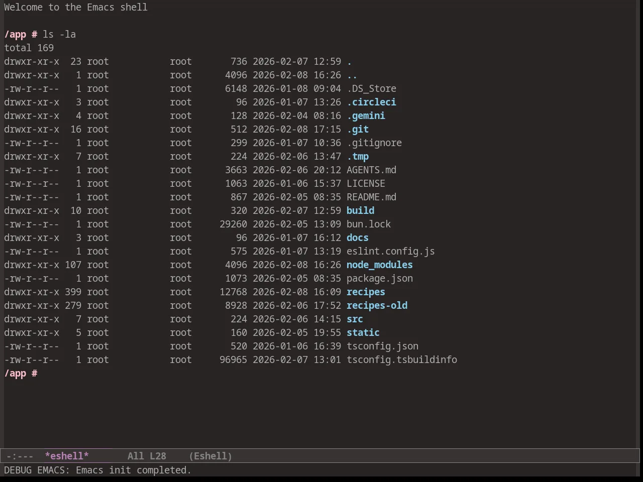Warm Night Theme in eshell