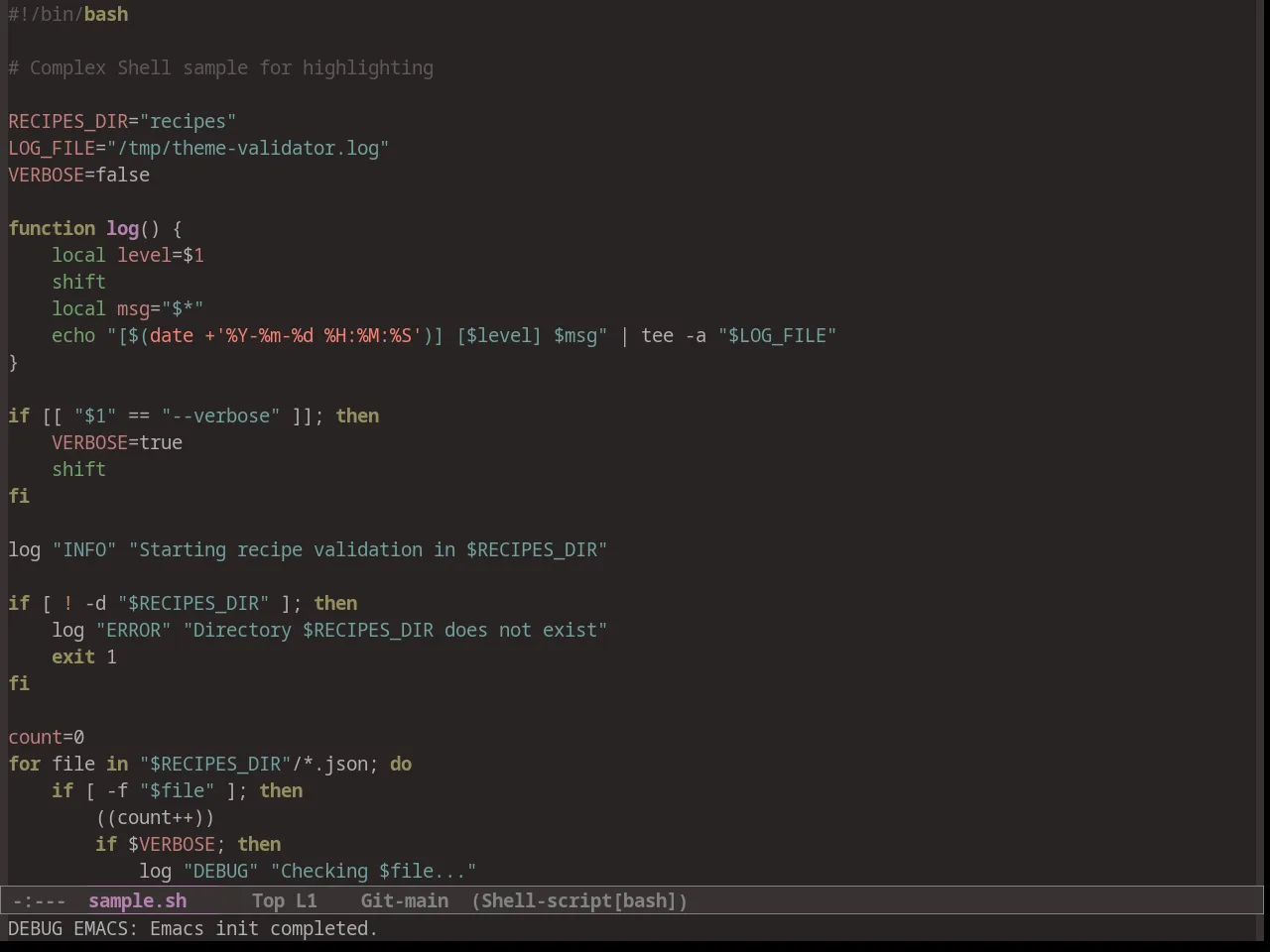 Warm Night Theme in sh-mode
