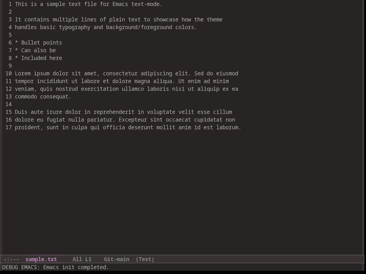 Warm Night Theme in text-mode