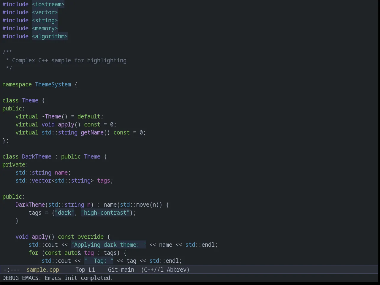 Weyland Yutani Theme in c++-mode