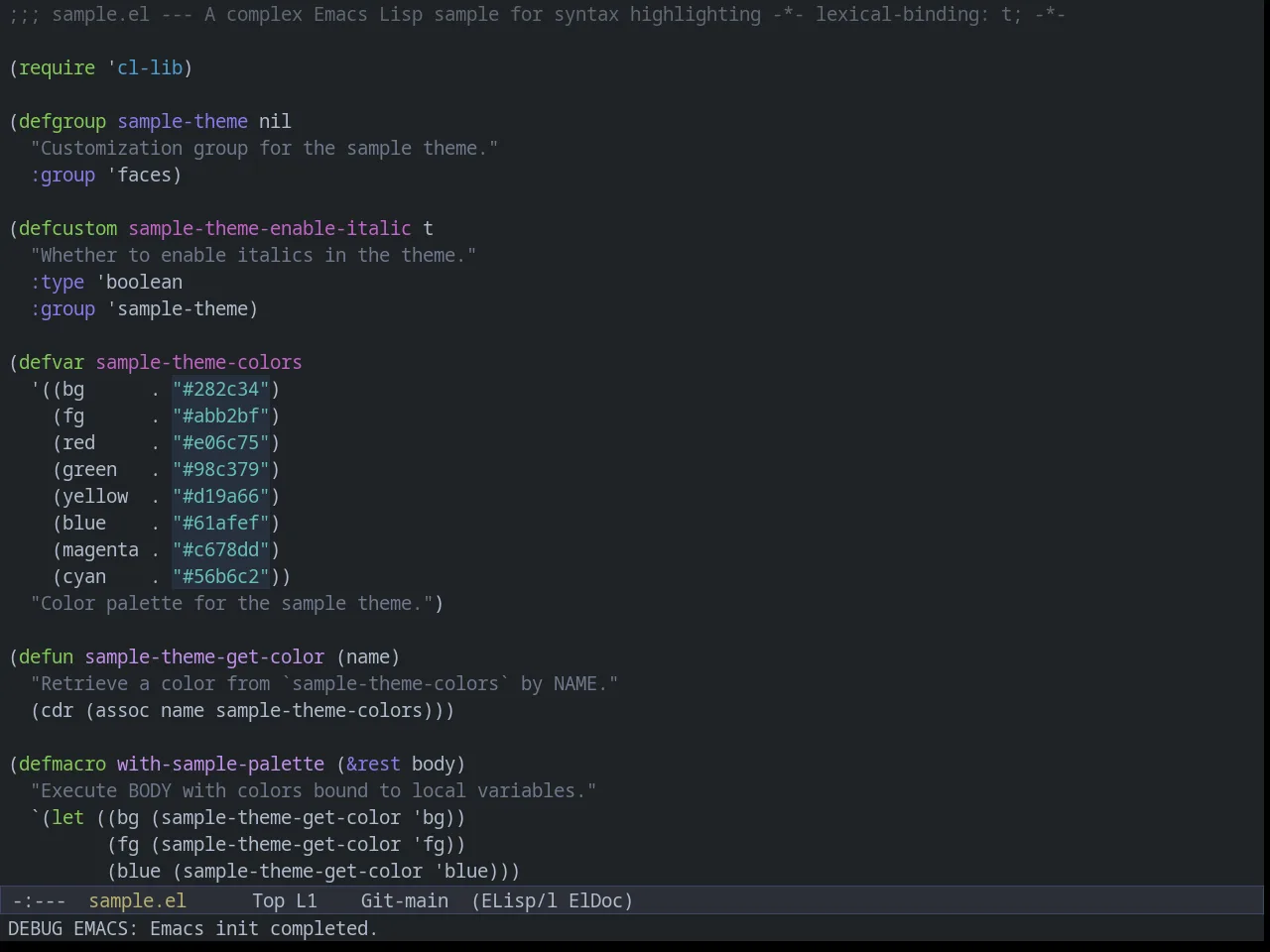 Weyland Yutani Theme in emacs-lisp-mode