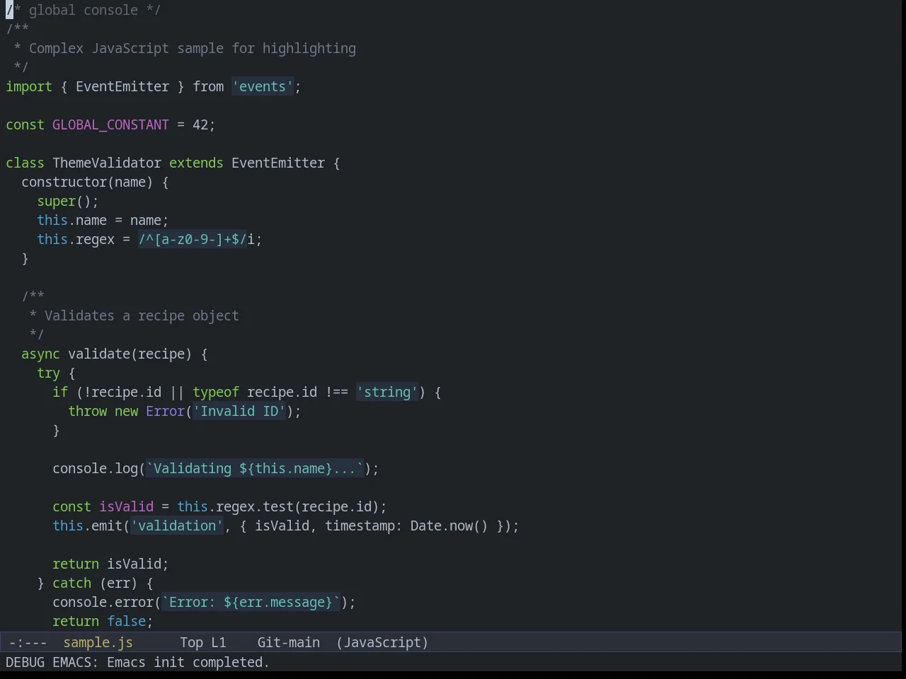 Weyland Yutani Theme in javascript-mode