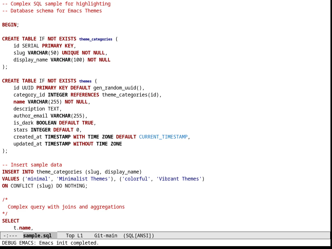Whateveryouwant Theme in sql-mode