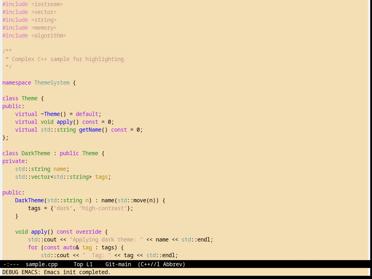 Wheat Theme in c++-mode