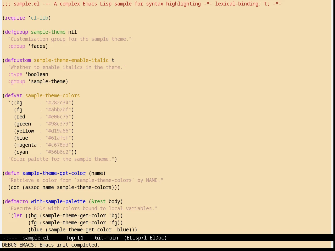 Wheat Theme in emacs-lisp-mode