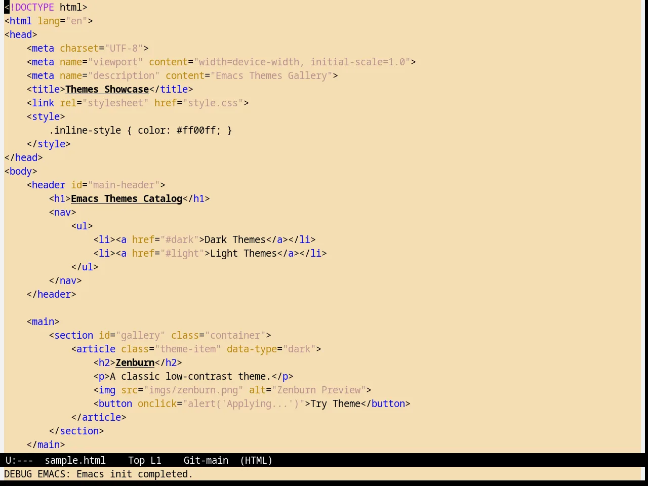 Wheat Theme in html-mode