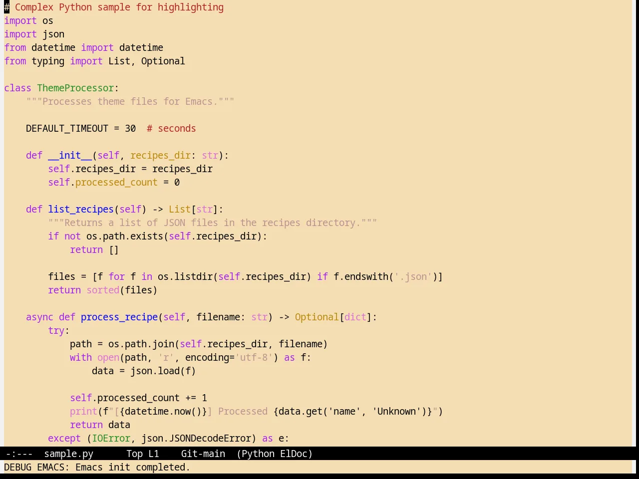 Wheat Theme in python-mode