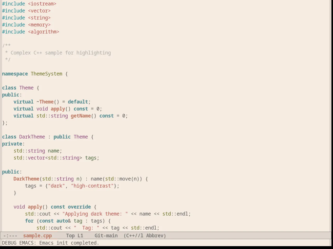 White Sand Theme in c++-mode