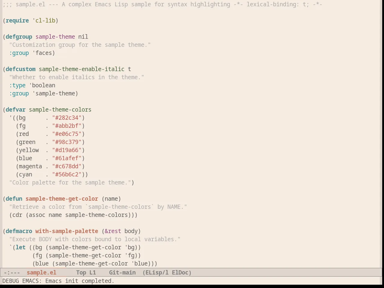 White Sand Theme in emacs-lisp-mode