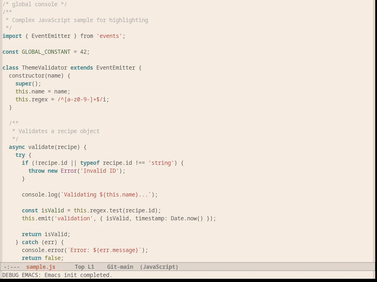 White Sand Theme in javascript-mode