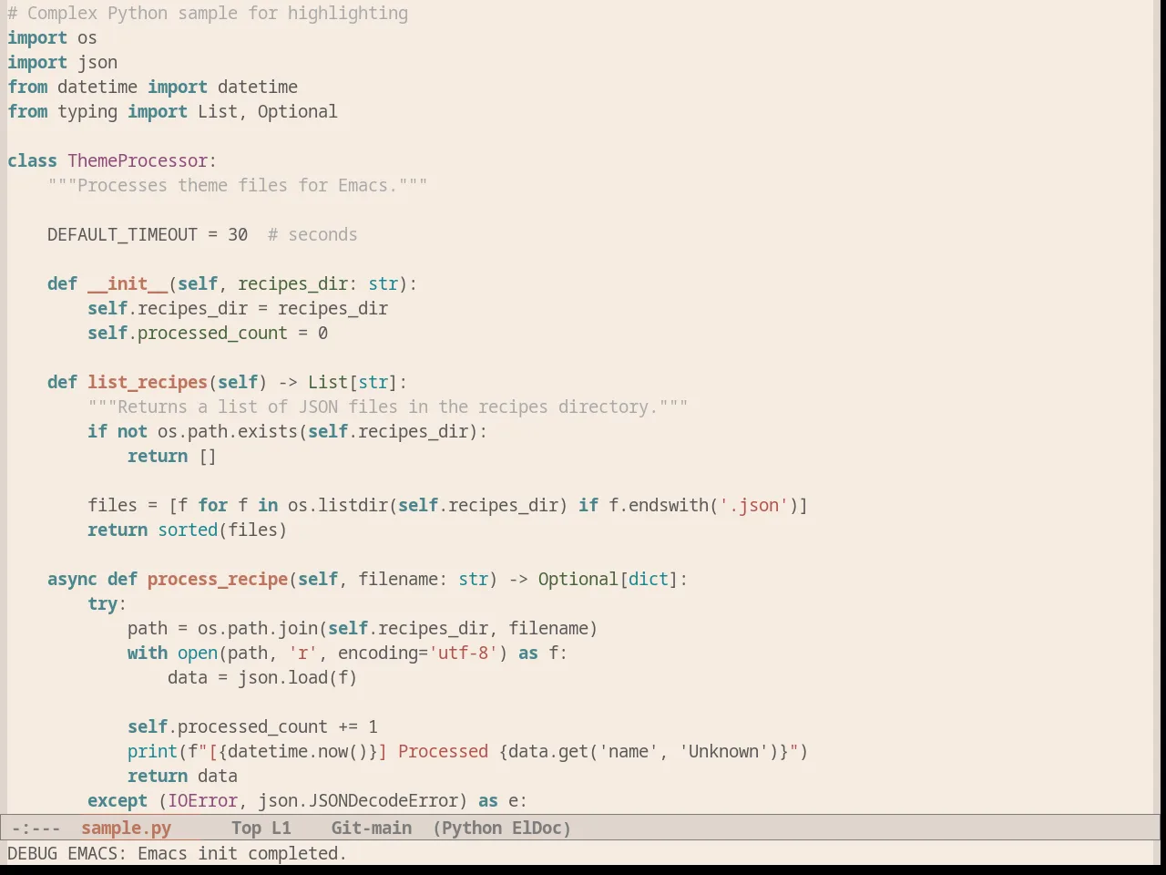 White Sand Theme in python-mode