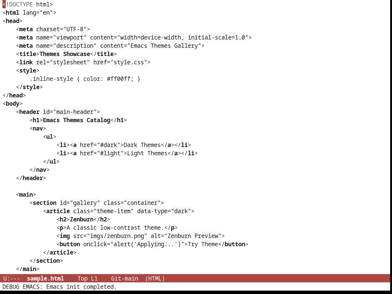 White Theme in html-mode