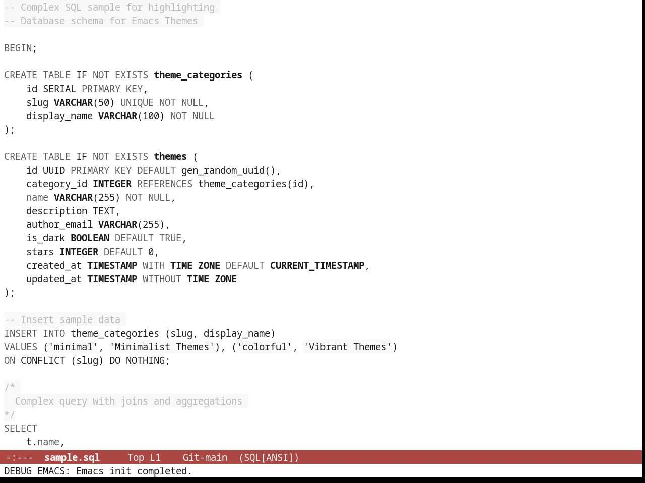 White Theme in sql-mode