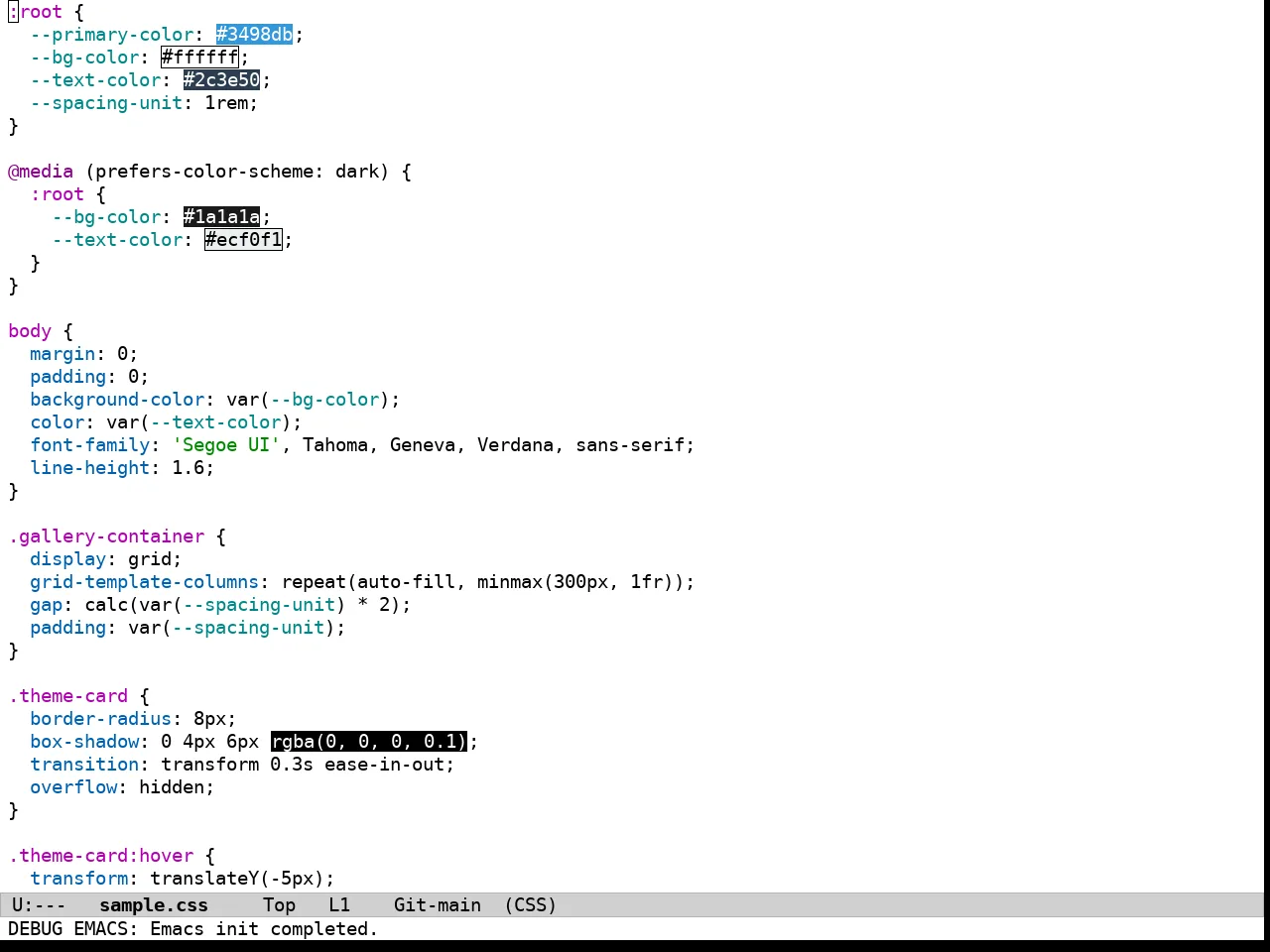 Wildcharm Light Theme in css-mode