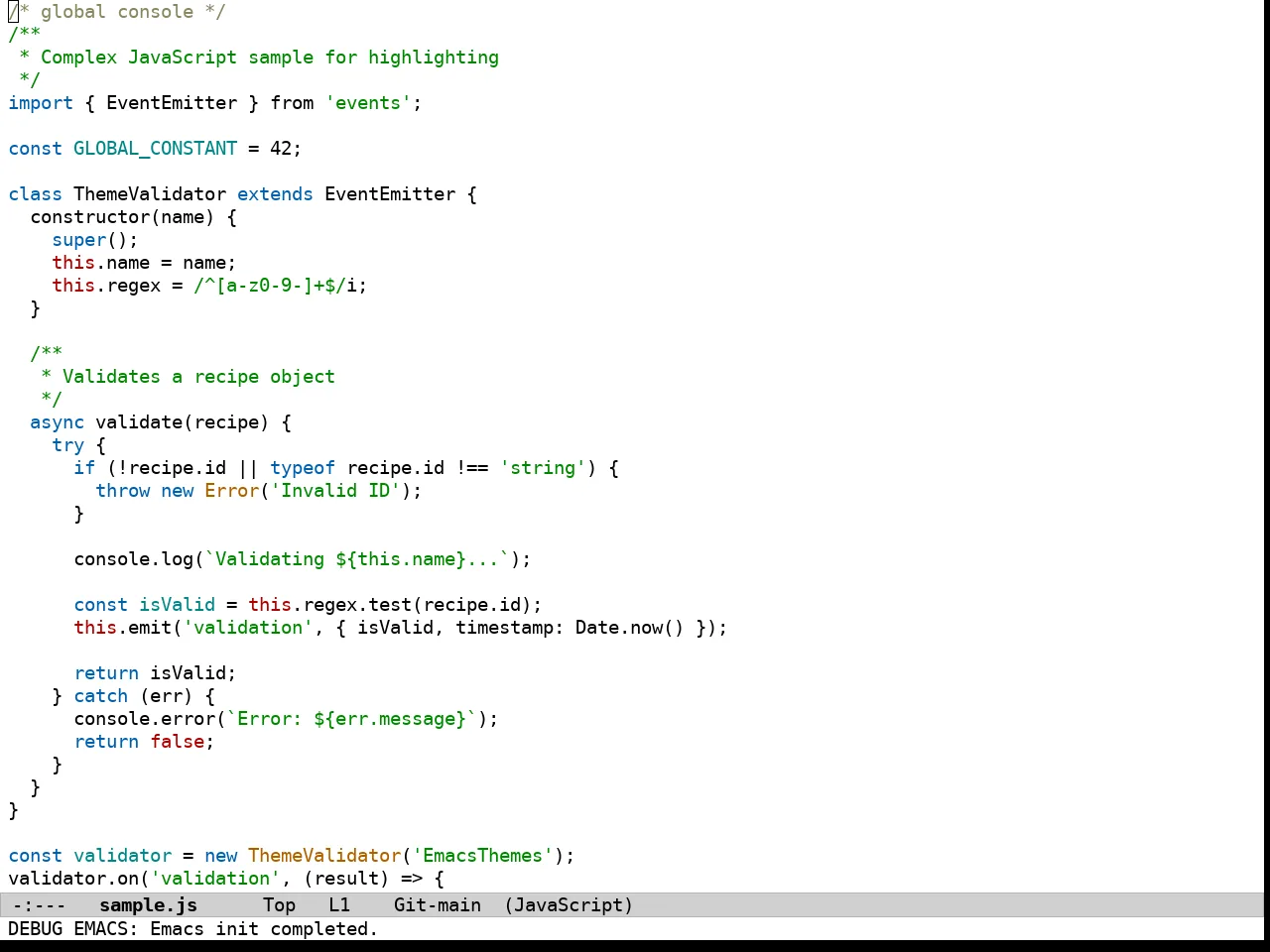Wildcharm Light Theme in javascript-mode