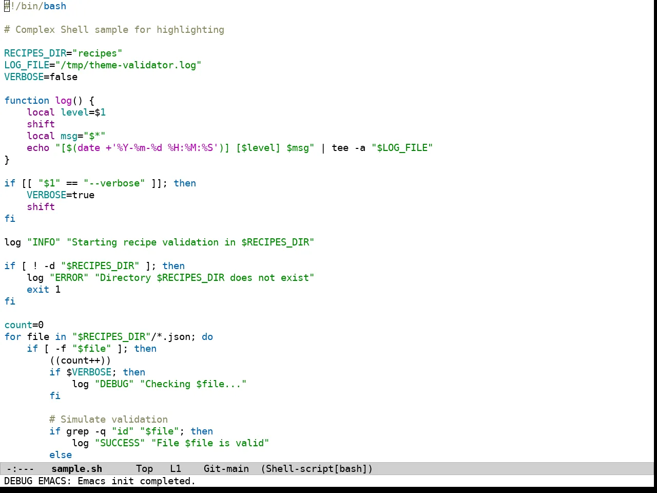 Wildcharm Light Theme in sh-mode