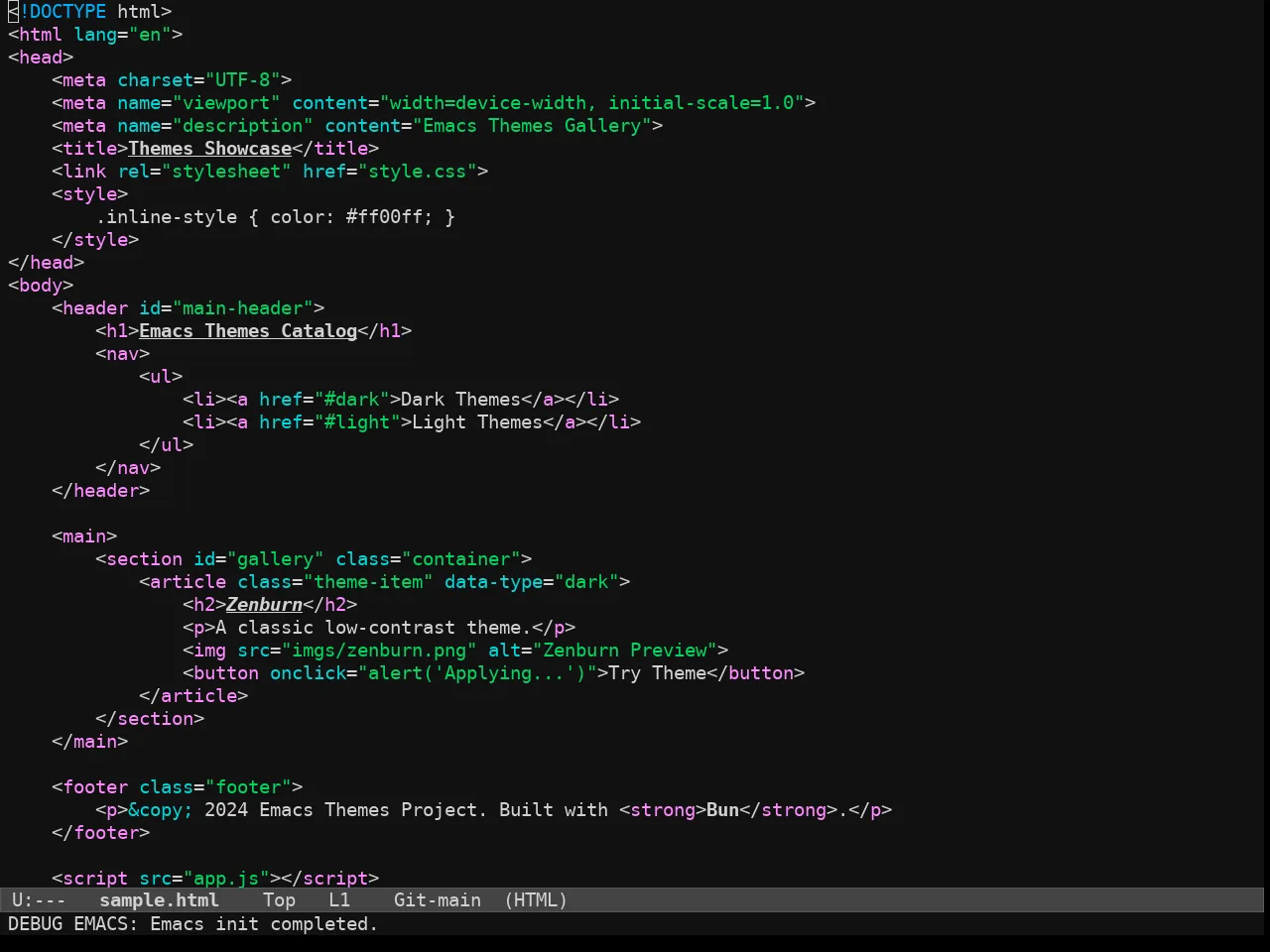 Wildcharm Theme in html-mode