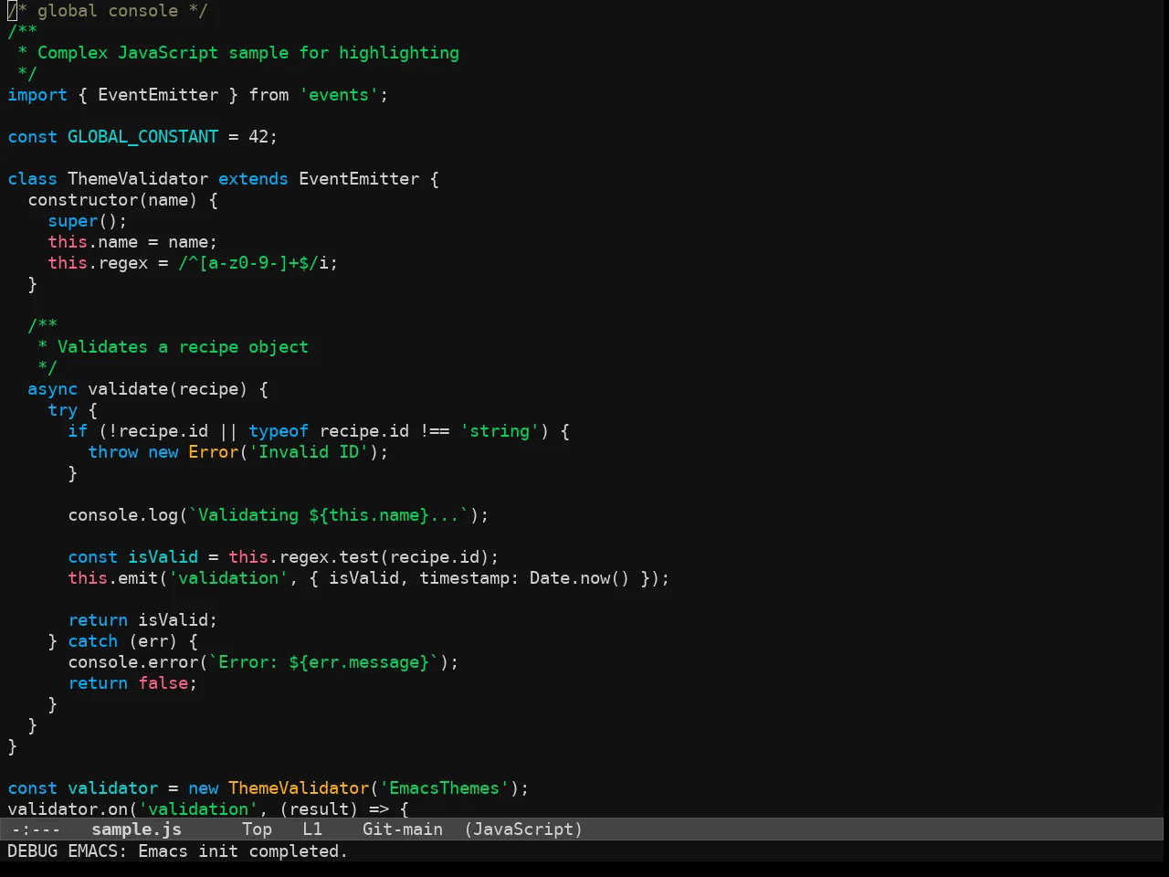 Wildcharm Theme in javascript-mode