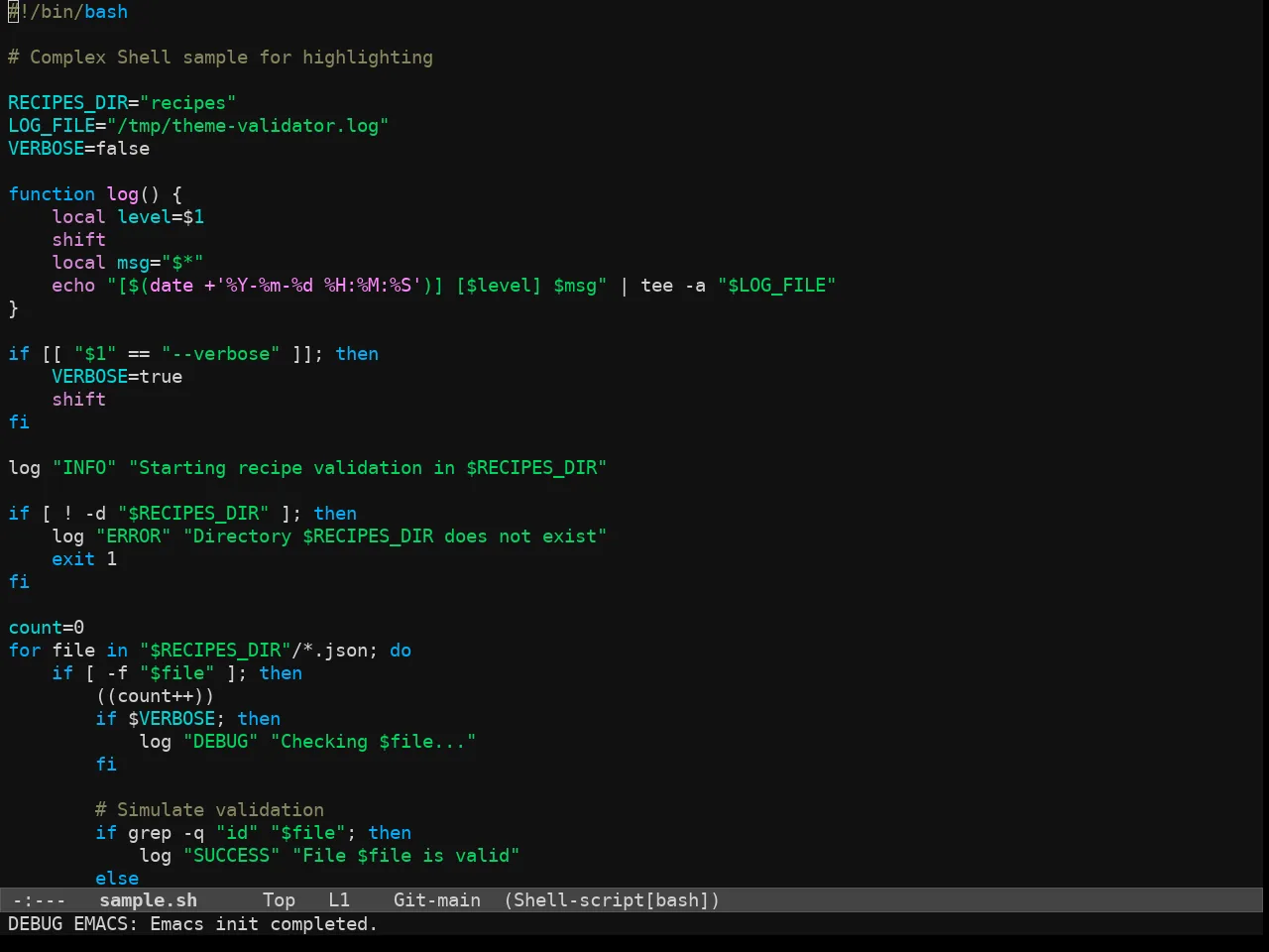Wildcharm Theme in sh-mode