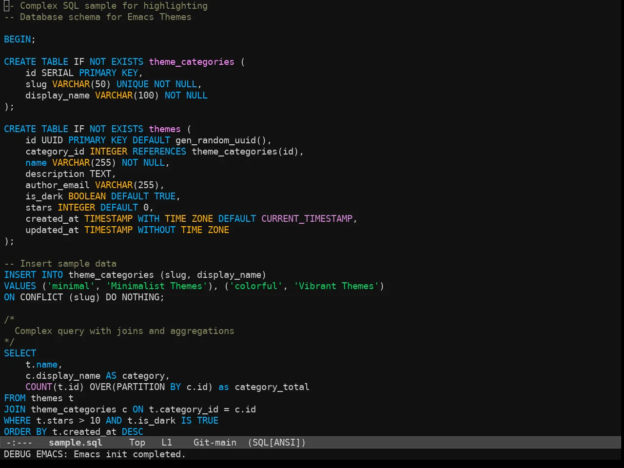 Wildcharm Theme in sql-mode