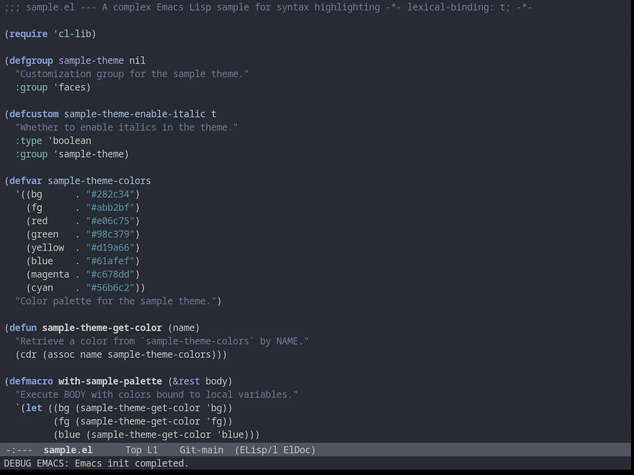 Wilmersdorf Theme in emacs-lisp-mode