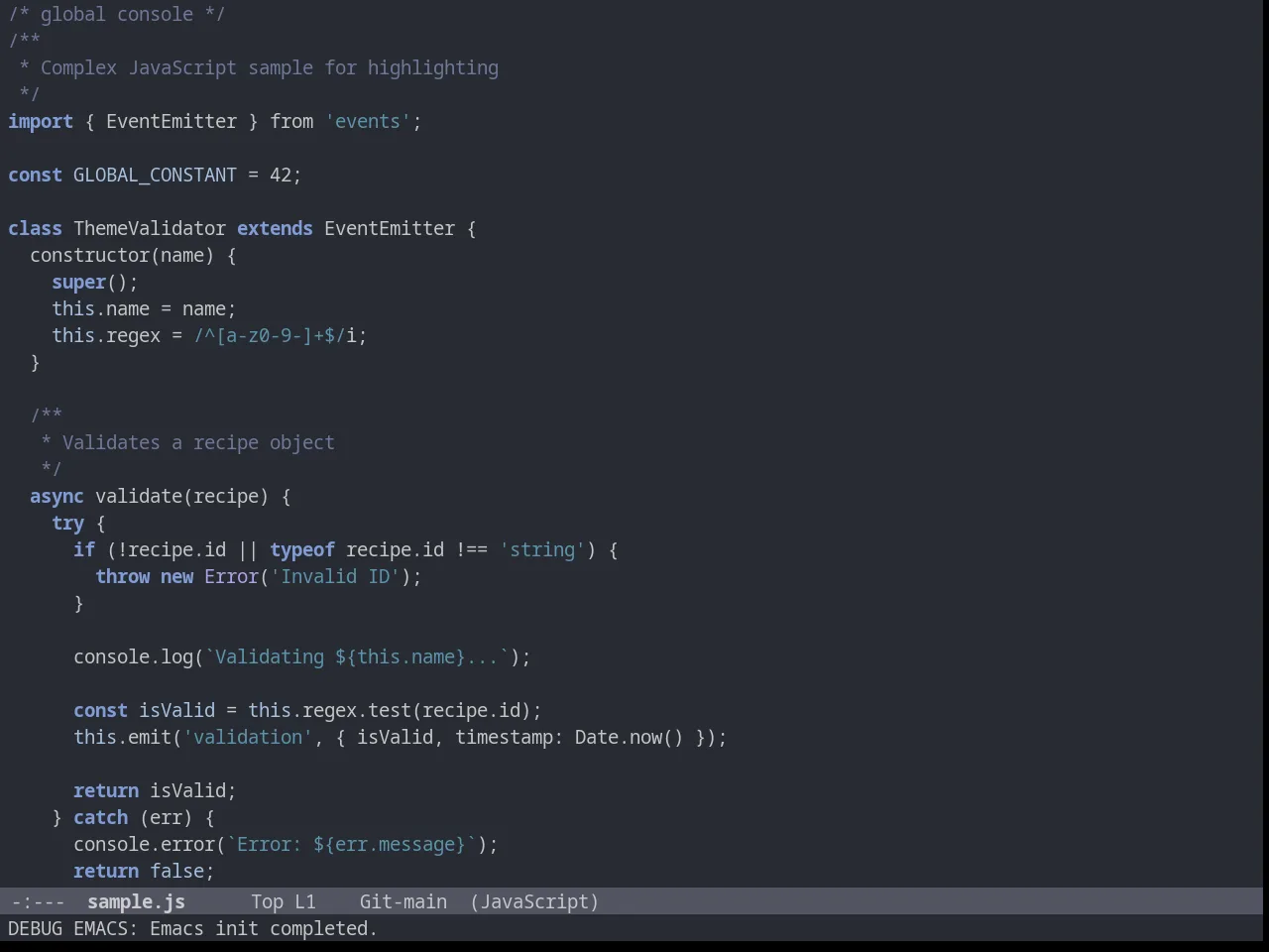 Wilmersdorf Theme in javascript-mode