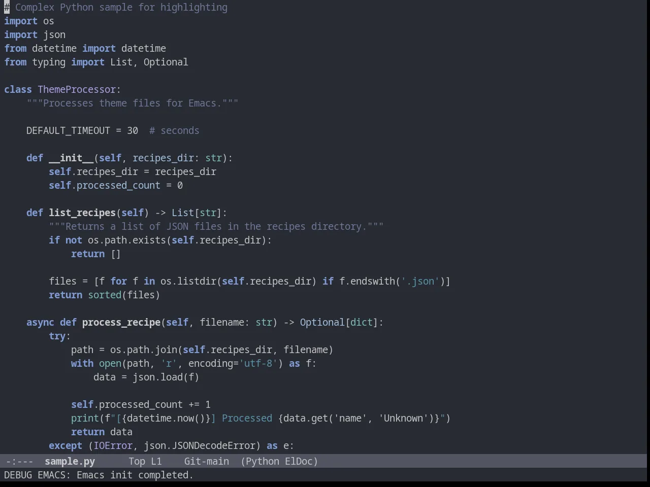Wilmersdorf Theme in python-mode