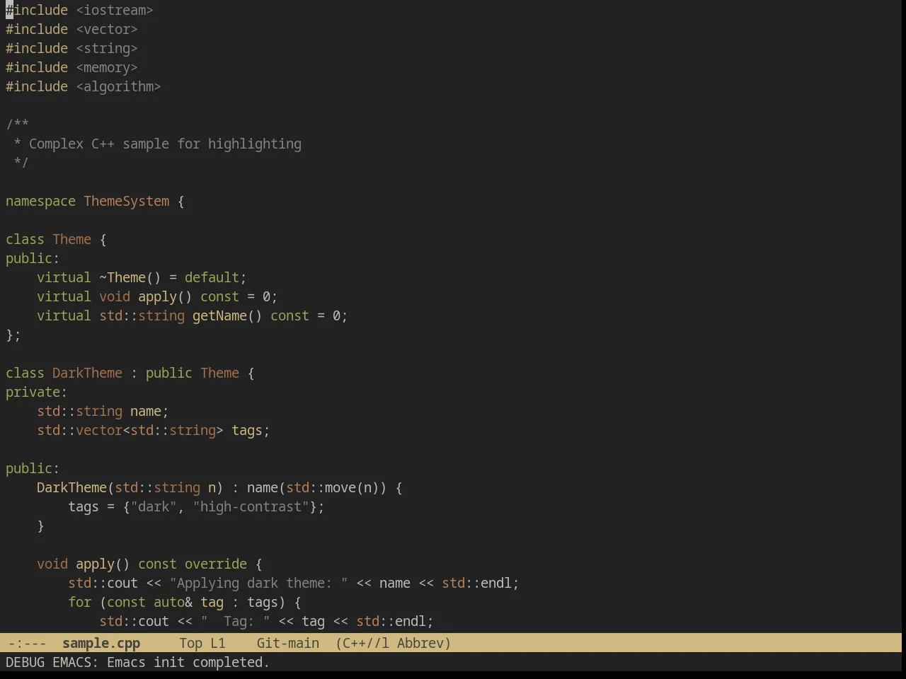 Wilson Theme in c++-mode