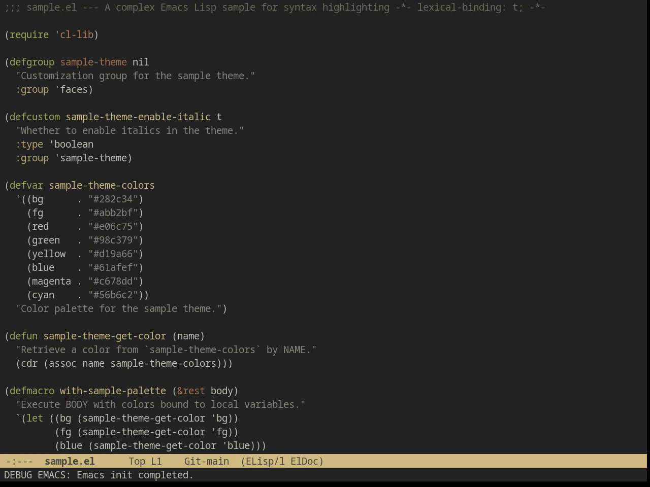 Wilson Theme in emacs-lisp-mode