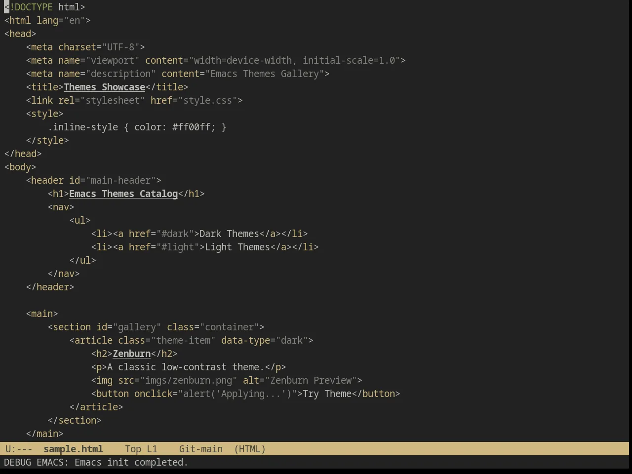 Wilson Theme in html-mode