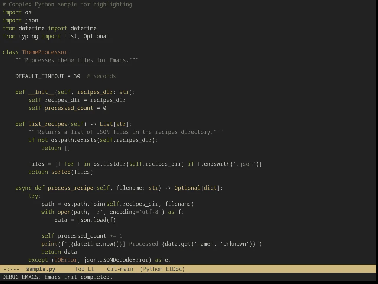Wilson Theme in python-mode