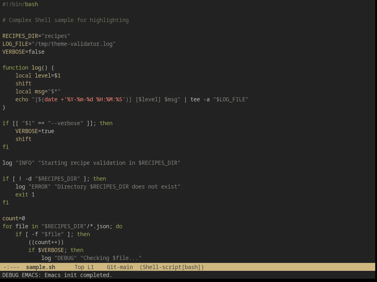 Wilson Theme in sh-mode