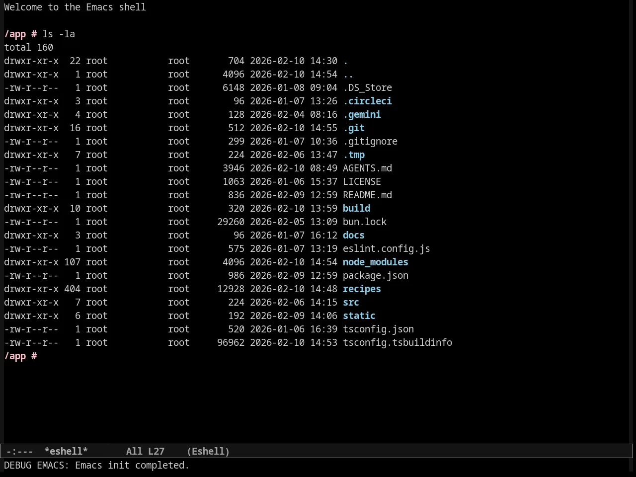 Wintermute in eshell
