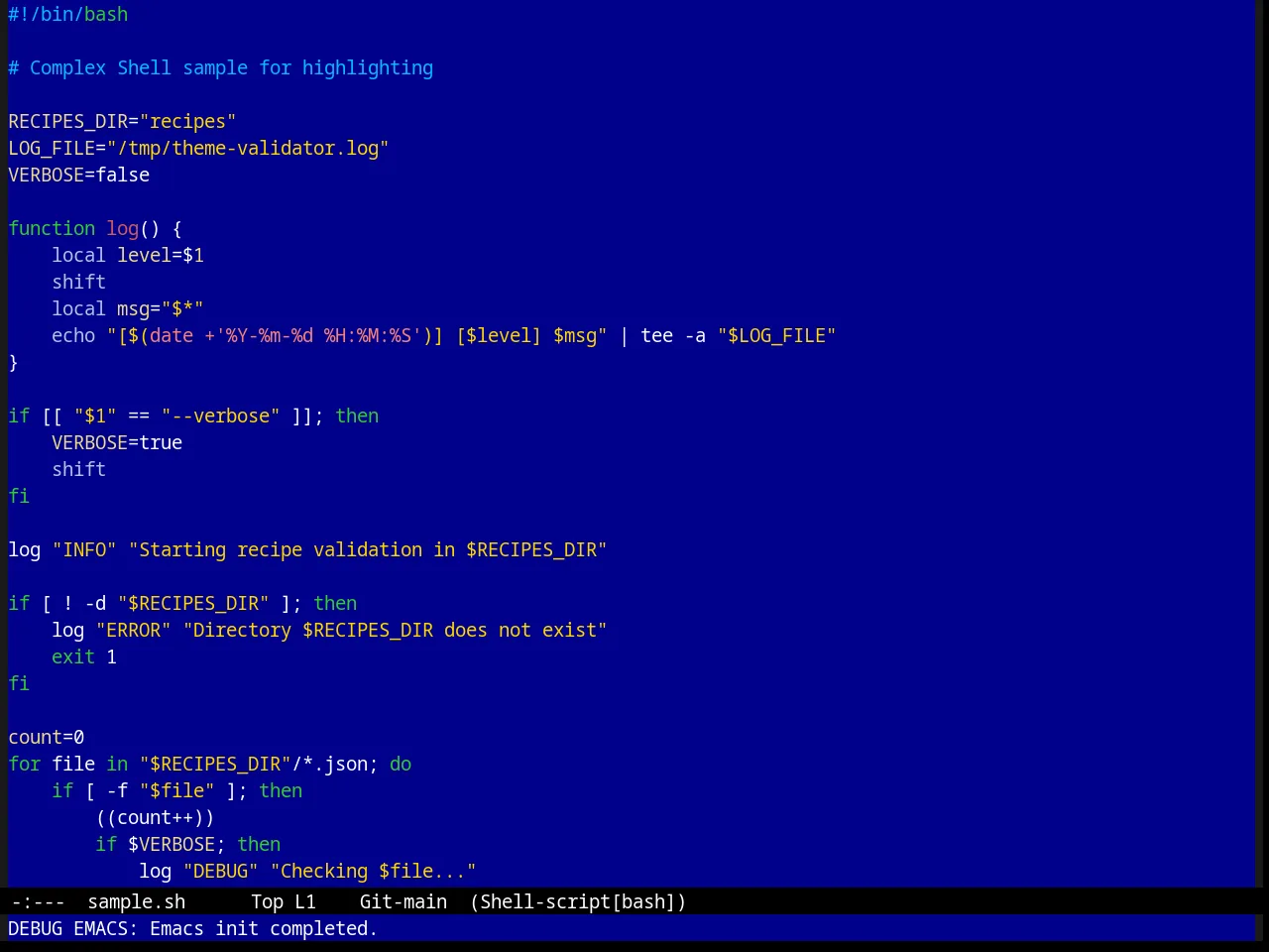 Word Perfect Theme in sh-mode