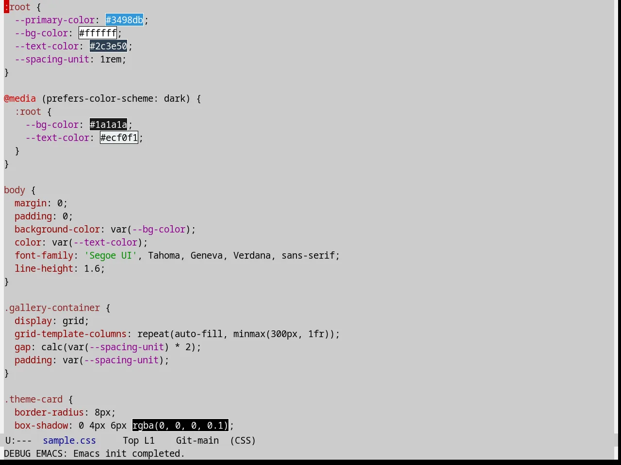 XEmacs Theme in css-mode