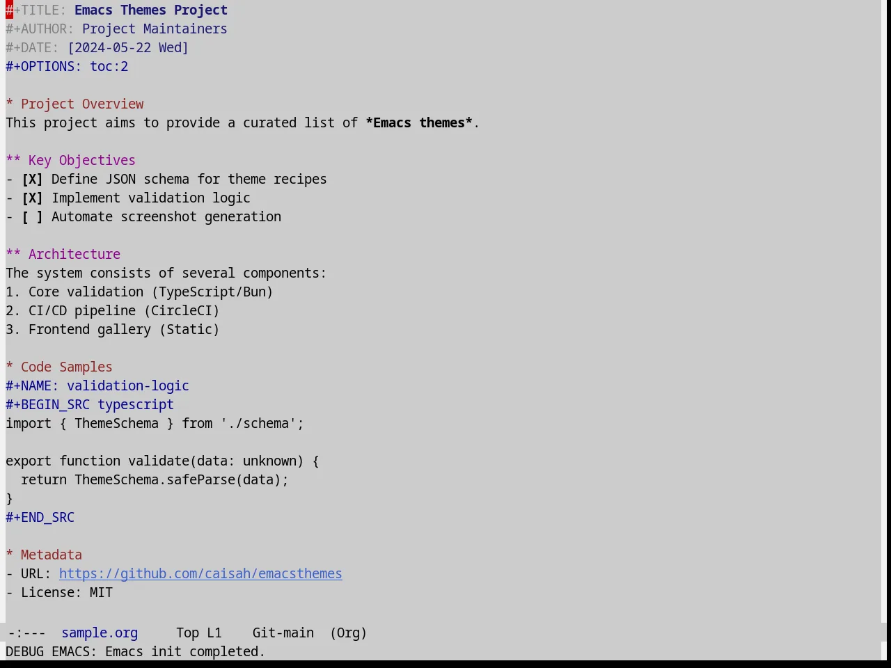 XEmacs Theme in org-mode