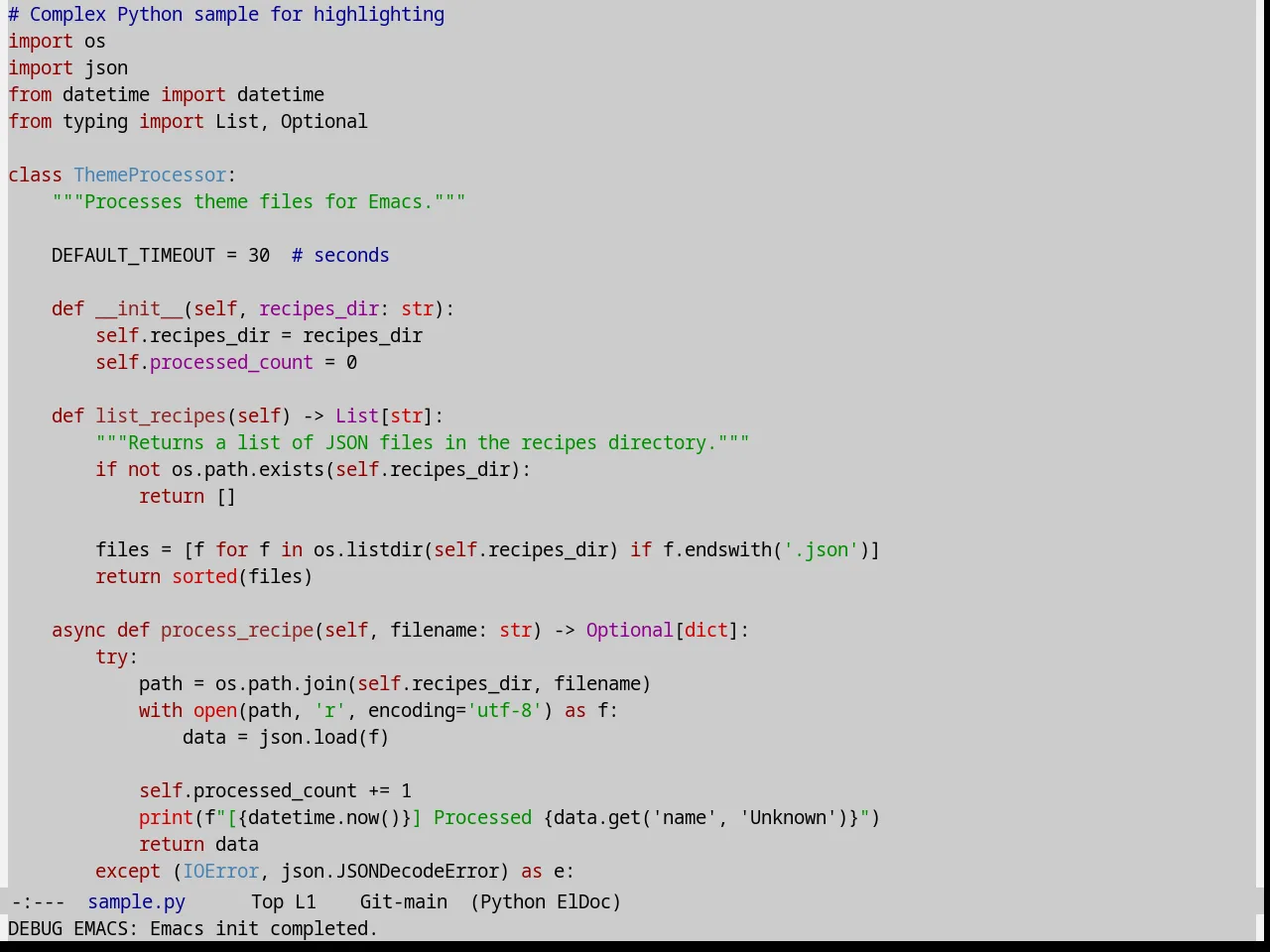 XEmacs Theme in python-mode