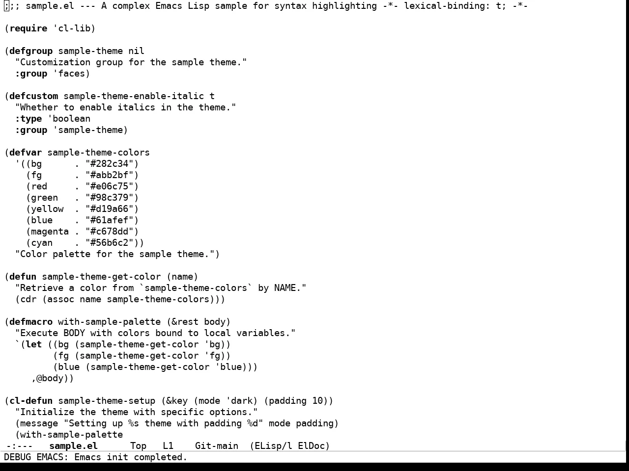 Xresources Theme in emacs-lisp-mode