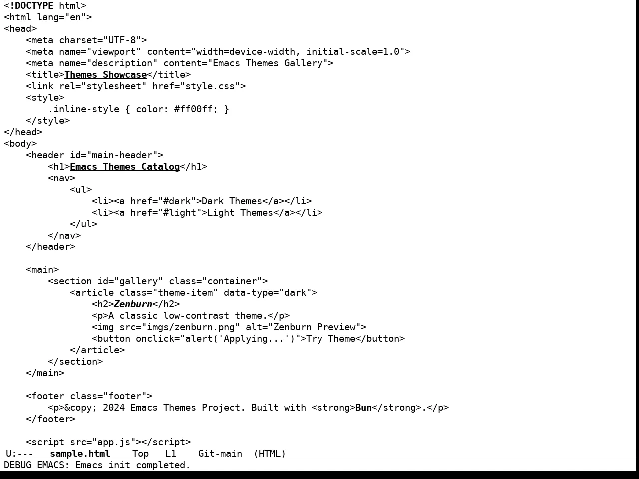Xresources Theme in html-mode