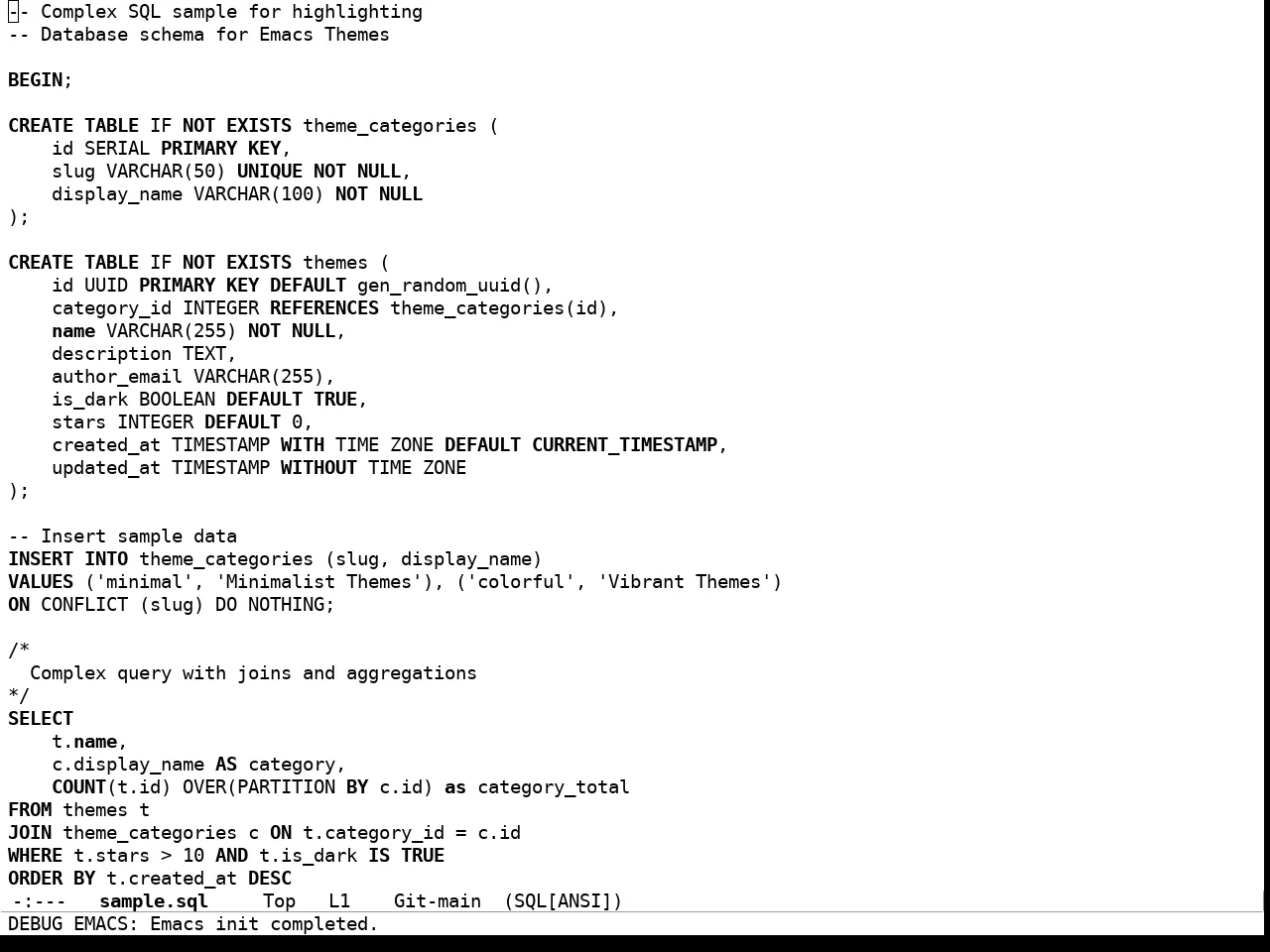 Xresources Theme in sql-mode