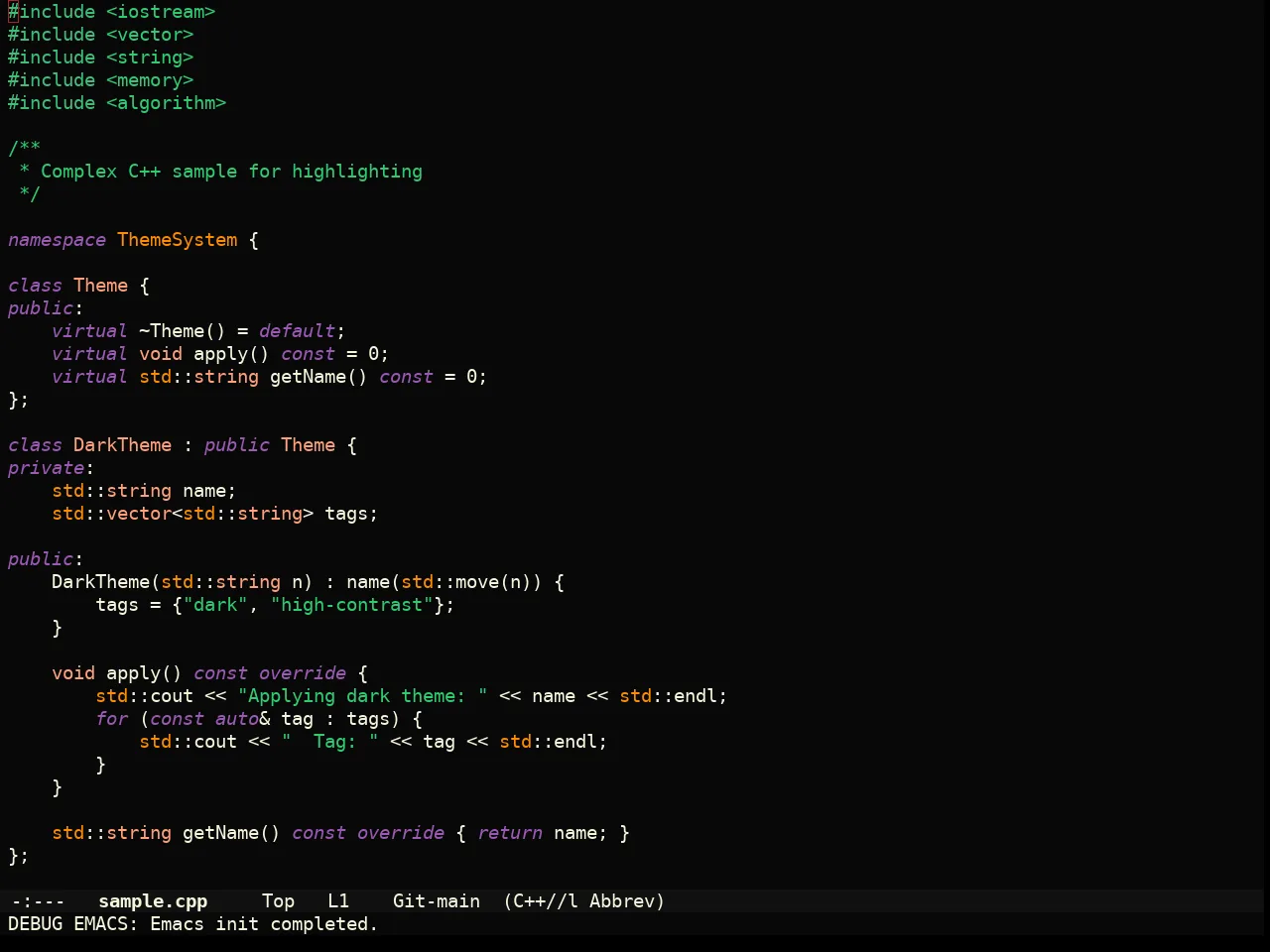 Yabaki Theme in c++-mode