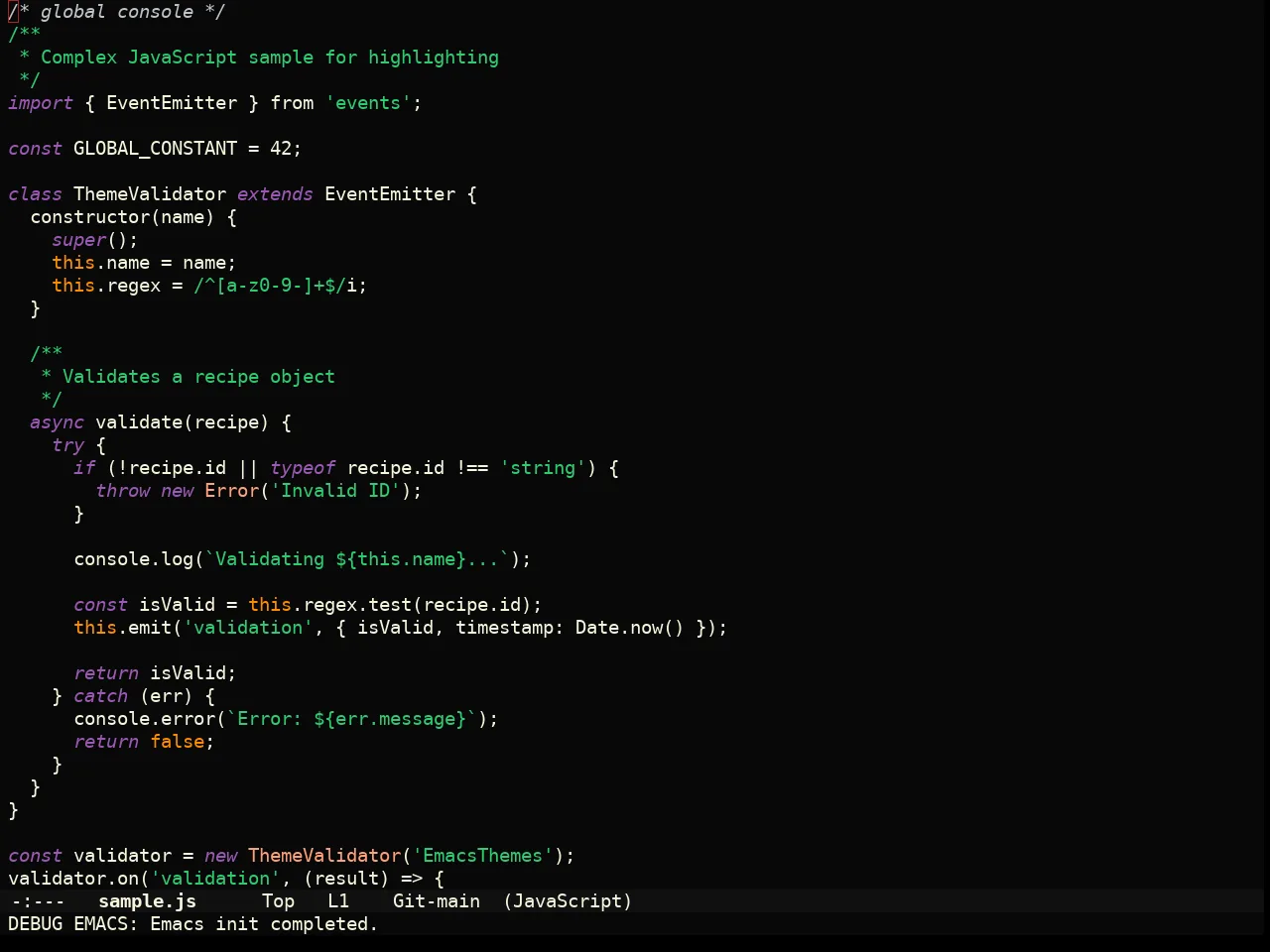 Yabaki Theme in javascript-mode