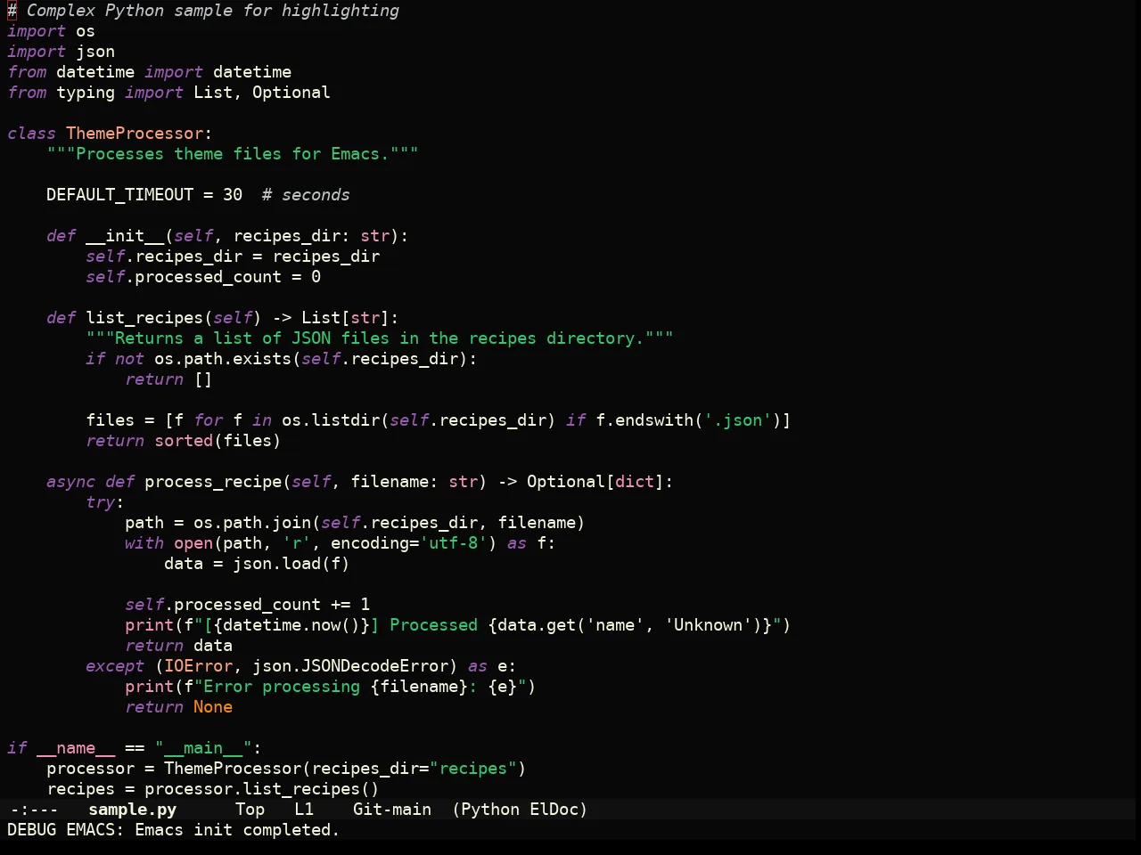 Yabaki Theme in python-mode