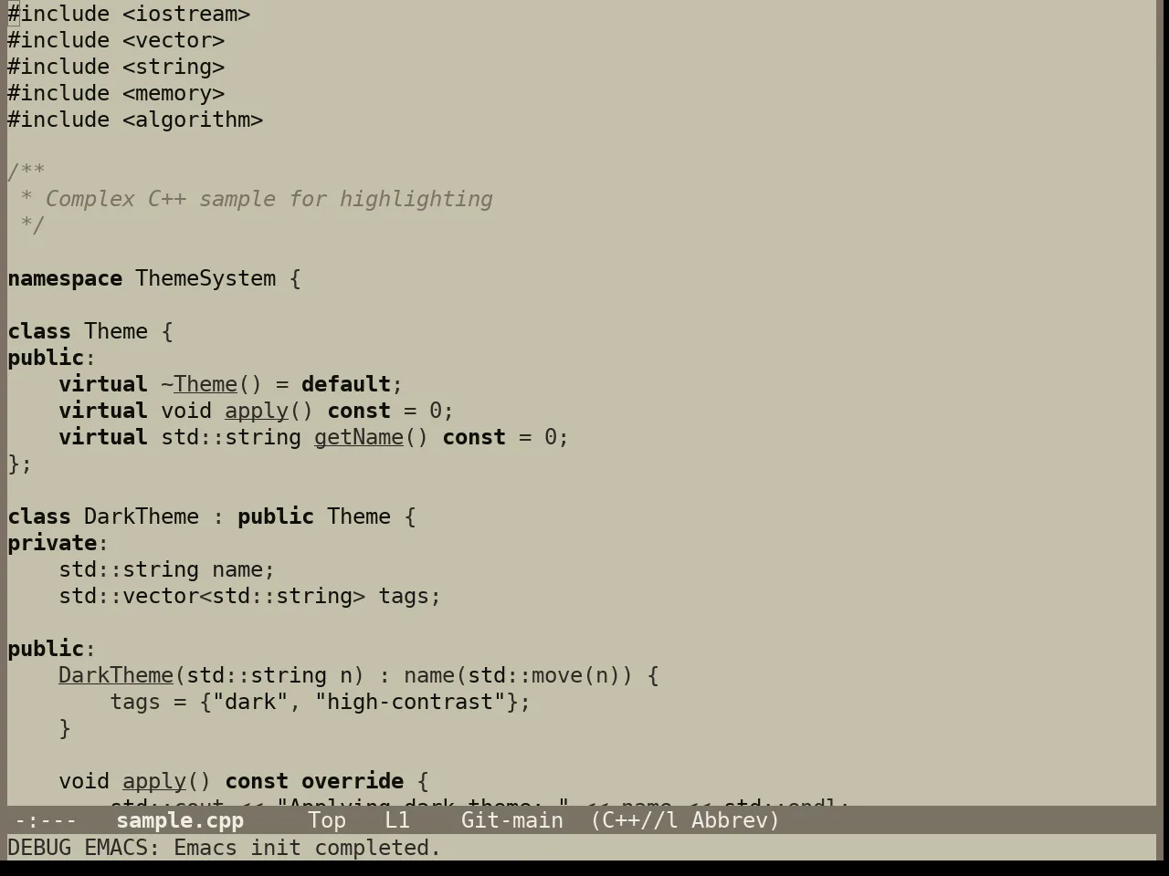Year 1984 Theme in c++-mode