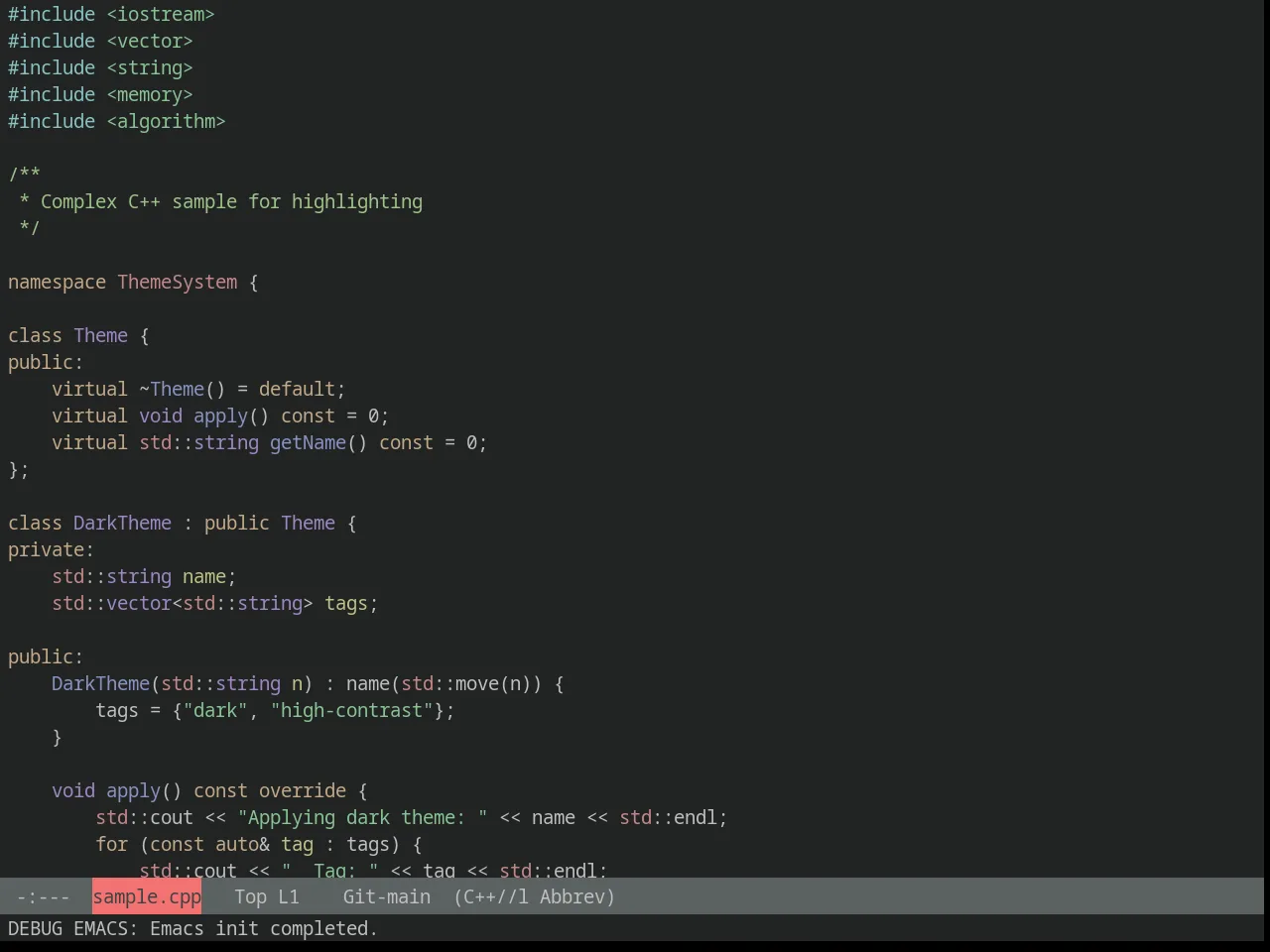Yoshi Theme in c++-mode